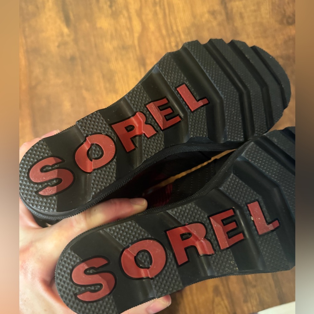 Sorel Black and Red Sole Boots